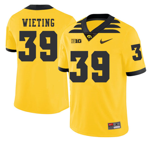 2019 Men #39 Nate Wieting Iowa Hawkeyes College Football Alternate Jerseys Sale-Gold - Click Image to Close